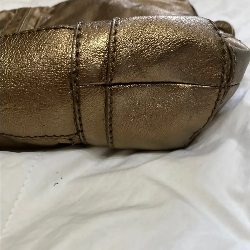 The Sak Gold Hobo Bag Peace Symbol Braided Handle *Small Opening in Lining